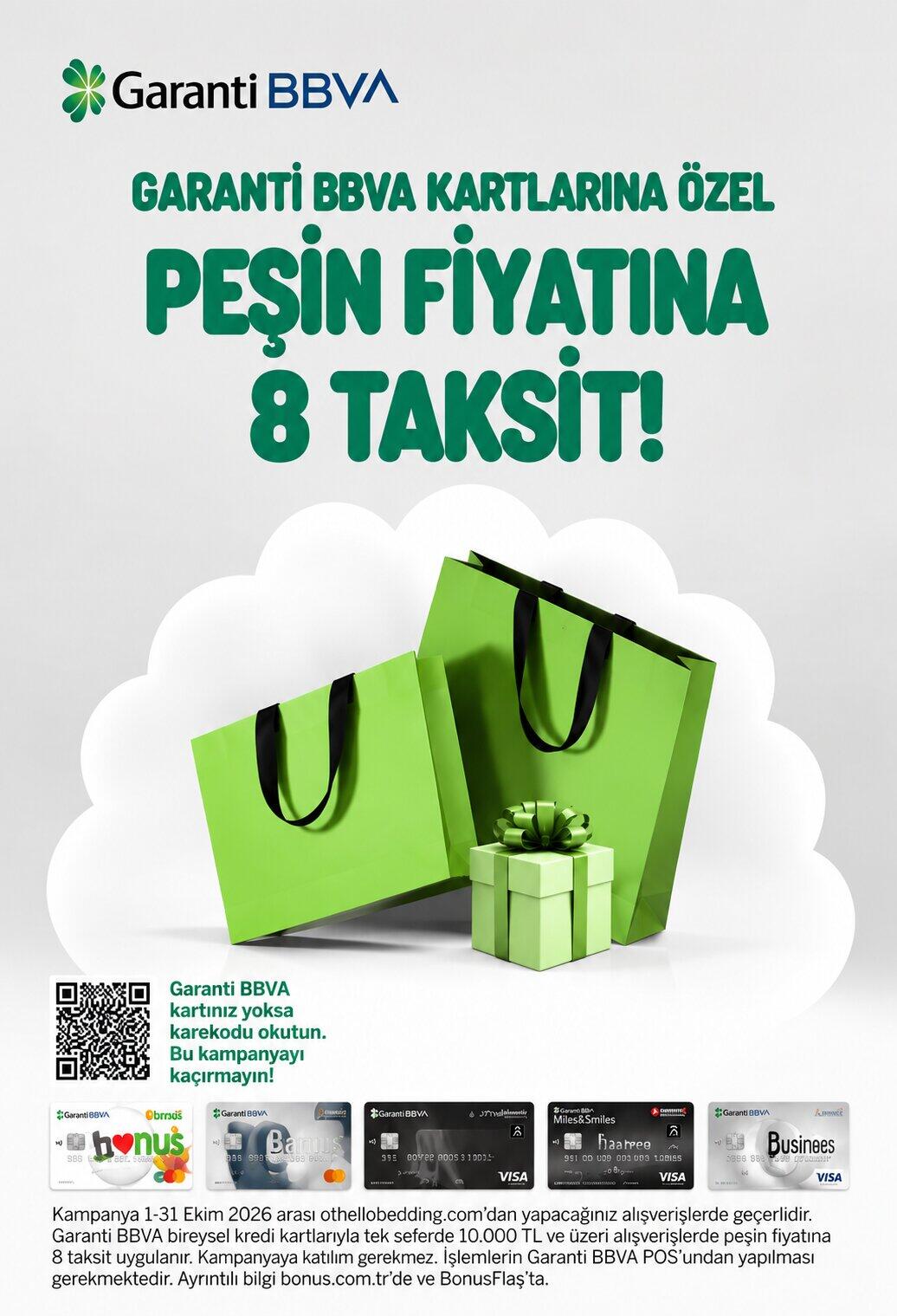 Othello’da tek seferde yapılacak 10.000 TL ve üzeri alışverişlerde Peşin Fiyatına 8 Taksit!